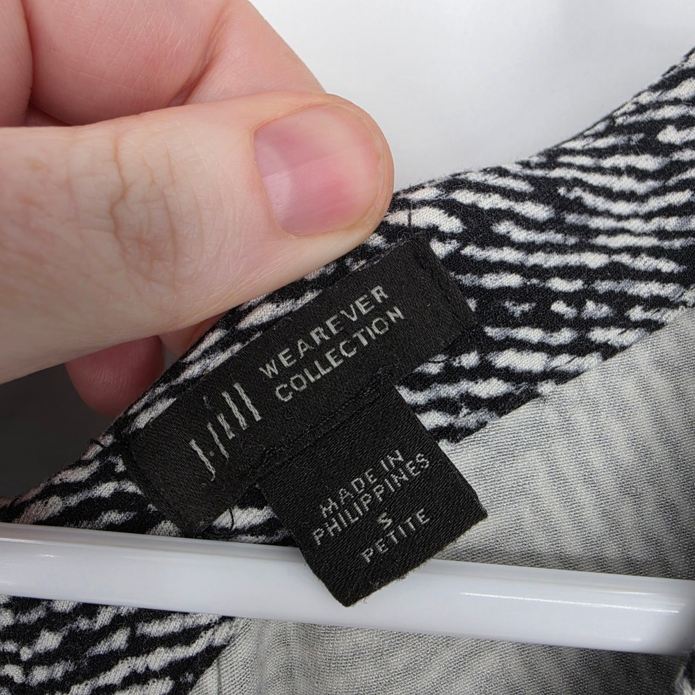 J. Jill Wearever Shift Dress Small Petite Black White Herringbone Career Pockets - Picture 5 of 10